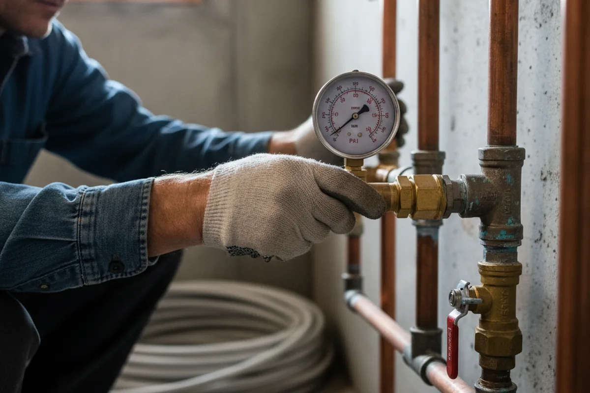 Pressure testing a repaired line during Water Line Repair in Birmingham