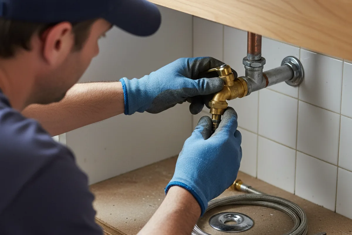 Shutoff valve and fitting work during Burst Pipe Repair in Birmingham